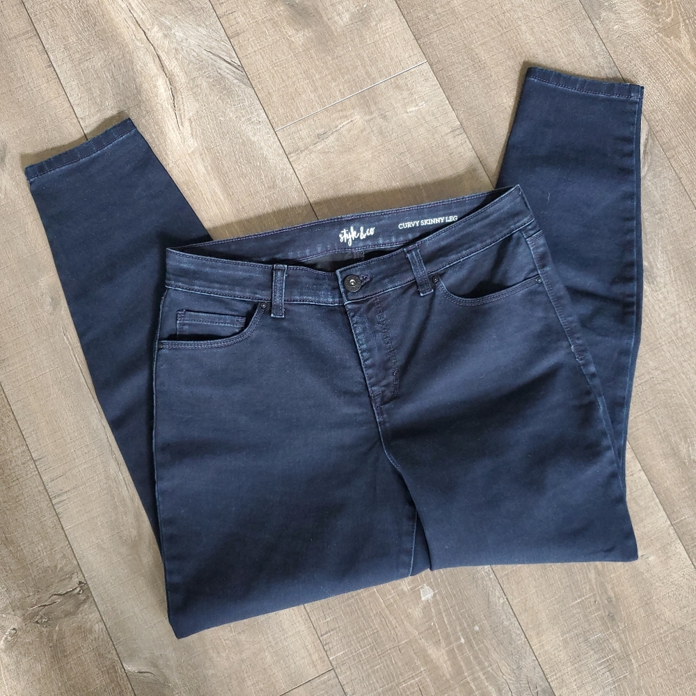 Style & Co Women's Curvy-Fit Skinny Dark Blue Fashion Jeans Size 4S